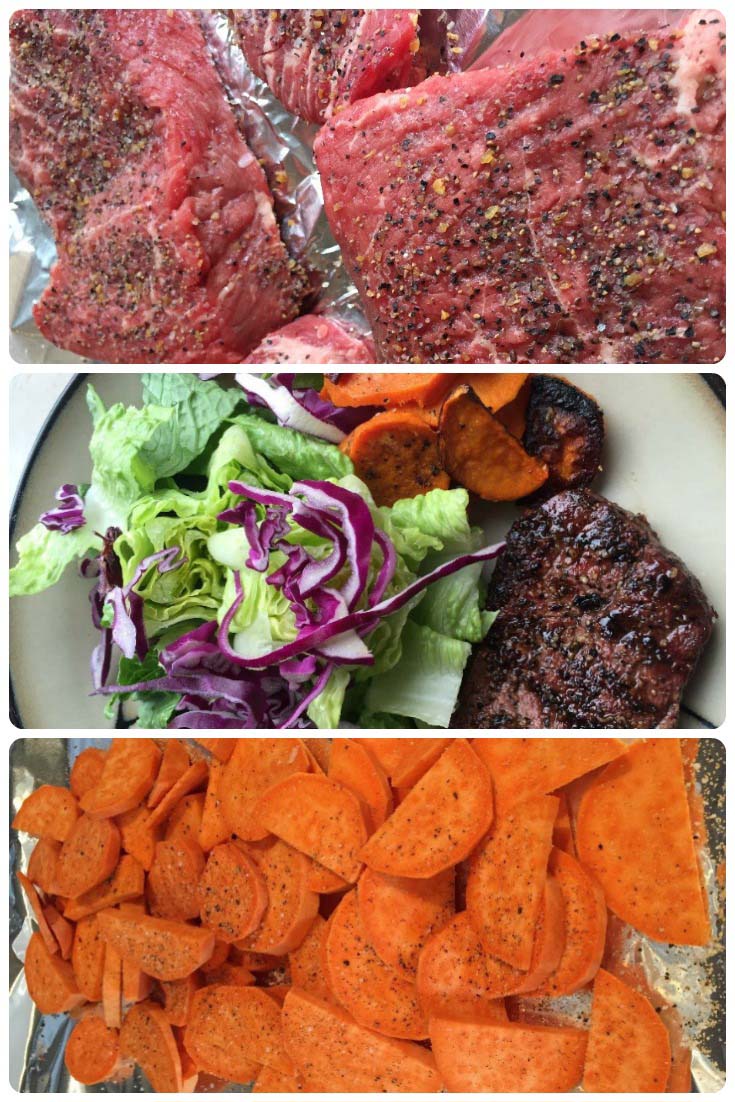 Recipe Image: Sirloin Steak, Coconut Sweet Potatoes, & Garden Salad